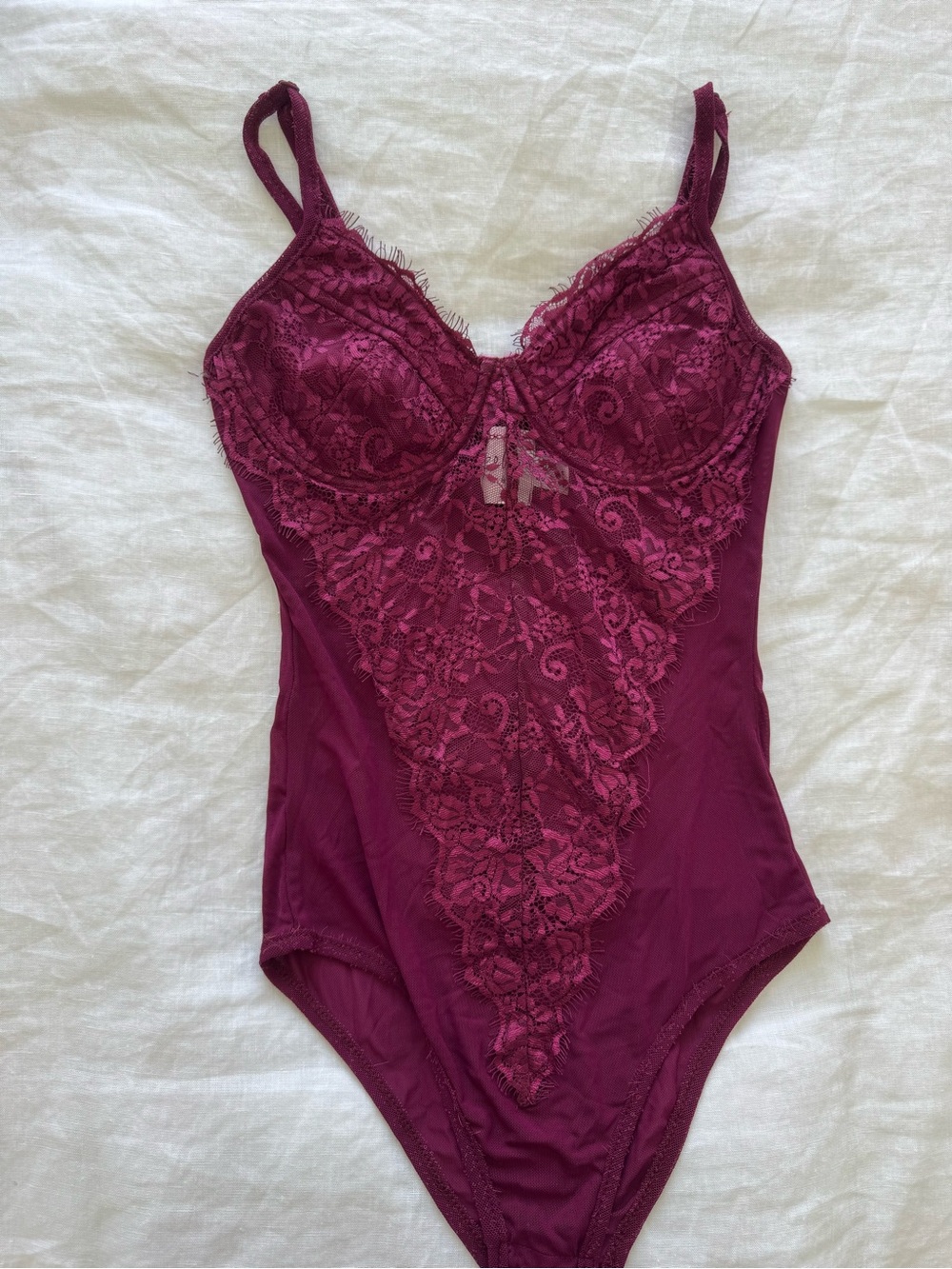 Princess Polly Burgundy Lace Bodysuit